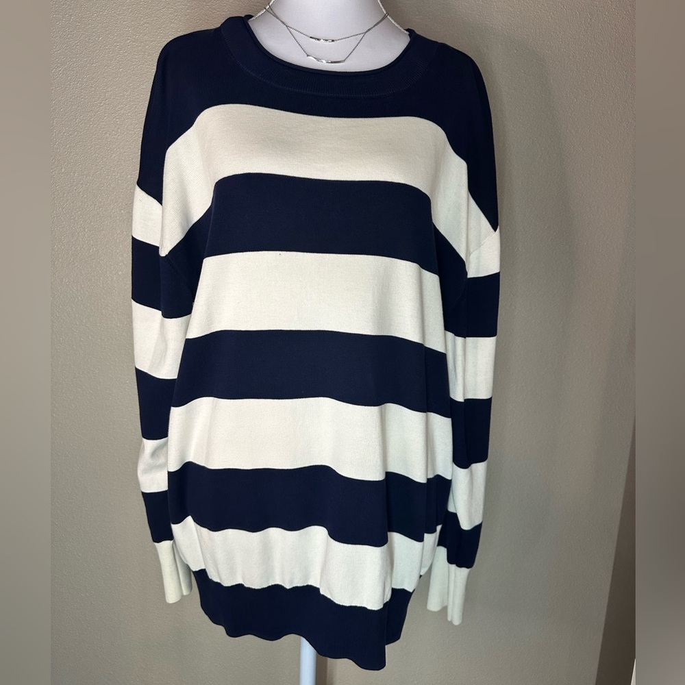 COS Navy &‎ Cream Striped Cotton Sweater XS